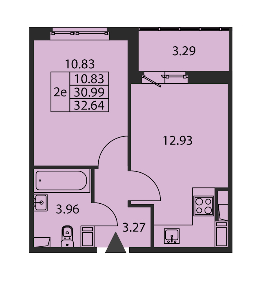 1-комнатная квартира 30.99 м², 12/12 эт., ЖК «Полис ЛАВрики»
